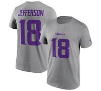 NFL Maglietta Minnesota Vikings Justin Jefferson 18 Grigio Grafico Calcio Maglia
