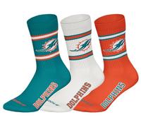 NFL Miami Dolphins 3pk Crew Socks Calzini, Bianco tè Oranje, 35-38 (Pacco da 3) Unisex-Adulto