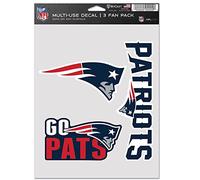 NFL New England Patriots Decal Multi Use Fan 3 Pack, colori squadra, taglia unica