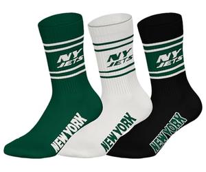 NFL NY JETS 3pk Crew Socks - GRN/WHT/BLK - 39/42