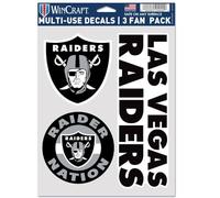 NFL Oakland Raiders Decal Multi Use Fan confezione da 3, colori della squadra, taglia unica