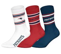 NFL PATRIOTS 3pk Crew Socks - WHT/RED/BLU - 43/46