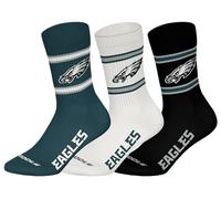 NFL Philadelphia Eagles 3pk Crew Socks Calzini, Verde-Bianco-Nero, 39-42 (Pacco da 3) Unisex-Adulto
