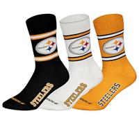 NFL Pittsburgh Steelers 3pk Crew Socks Calze, Nero/Bianco/Giallo, 39-42 Unisex