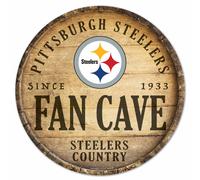 NFL Pittsburgh Steelers Fan Cave Rotondo Wood Sign Insegna IN Legno Deko Calcio