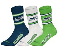 NFL Seattle Seahawks 3pk Crew Socks Calzini, Navy-White-Green, 43-46 (Pacco da 3) Unisex-Adulto