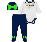 NFL Seattle Seahawks da 3 pacchi body pantalone e tappo registro regalo set blu/bianco Seattle Seahawks 3-6m