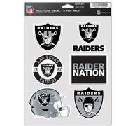 NFL - Set di 6 adesivi multiuso, 19 x 14 cm, Las Vegas Raiders