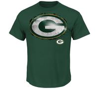 NFL T-Shirt Green Bay Packers Line-To-Gain Di Majestic Football Nuovo Verde