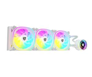 Nfortec - ATRIA X Liquid CPU Cooling ARGB 360 mm, Infinity Mirror ruotabile di 360 gradi, 3 ventole PWM ARGB da 120 mm, compatibile con AMD e Intel, bianco