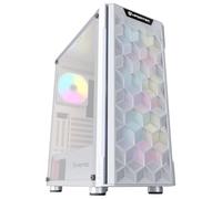 Nfortec - AZIR Case per PC Gaming Mid Tower (ATX), 4x ventole ARGB da 120 mm incluse, rete frontale, lato in vetro temperato, bianco