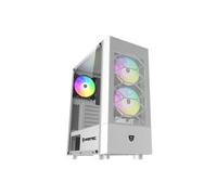 Nfortec - CAELUM Case per PC da gioco Mid Tower (ATX), 3x ventole ARGB da 120 mm incluse, rete frontale, vetro temperato laterale, bianco