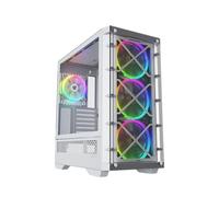 Nfortec - DRACO X Case per PC da gioco Mid Tower (ATX), 4x ventole PWM ARGB da 120 mm incluse, controller ARGB, vetro temperato frontale e laterale, bianco