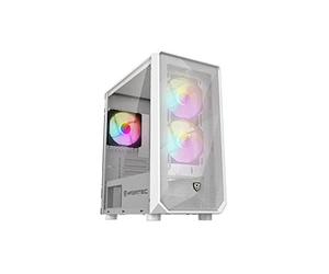 Nfortec - DYS Case PC Gaming Mini Towe (MATX), 3x ventole ARGB da 120 mm, parte anteriore in rete, lato in cristallo templato, bianco