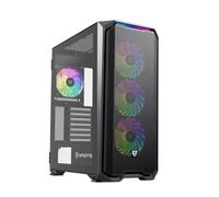 Nfortec - KRATER X Mid Tower (ATX) Gaming PC Case, 4 ventole ARGB da 120 mm incluse, rete frontale, vetro temperato laterale, nero