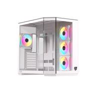 Nfortec Pulsar ATX A-RGB Torre PC Gaming, Finestra Vetro Temperato, Doppia Fotocamera, Alte Prestazioni, 4 Ventole A-RGB Preinstallate, Bianco