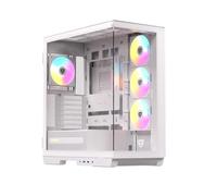 Nfortec Ursa ATX A-RGB Torre PC Gaming, doppio vetro con cerniera, alte prestazioni, compatibilità con E-ATX/ATX/Micro-ATX/ITX, 4 ventole A-RGB pre-installate, colore bianco