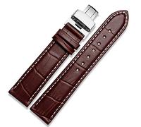 NFRFK Canda di guardia in pelle autentica con bande di chiusura a farfalla Bracciale Croco per uomini cinghie 12 13 14 15 16 17 18 19 20 21 22 23 24 mm(Brown white,18mm)