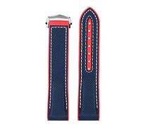 NFRFK Cinturino in gomma di silicone Cinturino in nylon per Omega Seamaster 300 Speedmaster 8900 Planet Ocean Tools 20mm 22mm Cinturini(Blue red-B bucke,20mm)