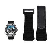 NFRFK Cinturino in vera pelle, adatto per cinturino in nylon Richard Mille, cacciavite da uomo RM50/53, testa della vite a quattro o cinque stelle, 25mm(Black black)