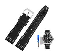 NFRFK Cinturino per orologio in vera pelle per piloti IWC Piccolo Principe Maschio Mark 18 Big Fly Portogallo Cinturino morbido e confortevole Cinturino da 20 mm(Black White-steel-K1,20mm)