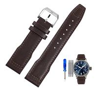 NFRFK Cinturino per orologio in vera pelle per piloti IWC Piccolo Principe Maschio Mark 18 Big Fly Portogallo Cinturino morbido e confortevole Cinturino da 20 mm(Brown-steel-K10,21mm)