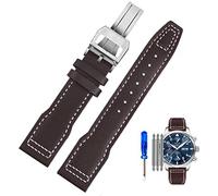 NFRFK Cinturino per orologio in vera pelle per piloti IWC Piccolo Principe Maschio Mark 18 Big Fly Portogallo Cinturino morbido e confortevole Cinturino da 20 mm(Brown White-steel-ZK,20mm)