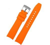NFRFK Per Rolex Longine Citizen BN0193 Cincolo di orologio silicone di silicone curvo 19mm 20mm 22mm 21 Accessori bracciali morbidi da uomo(Orange silver,22mm)