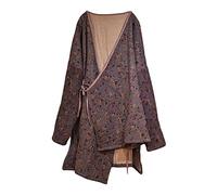 NFYM Donna Primavera Kimono Cardigan Wrap Front Retro Hanfu Style Stampato Trench Jacket con Self Tie, Viola, taglia unica