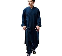 NFYM Uomini Shaolin Monk Kung fu Robe Costume Cotone Lino Abito Lungo Meditazione Suit Zen Buddista Vest