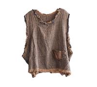 NFYM Vestiti hippie da donna con orlo invecchiato senza maniche Tank Crop Pullover Top Vintage Vest, Giallo, taglia unica