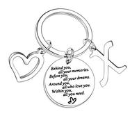 Nfyxcaz A-Z Lettera portachiavi Per La Famiglia Miglior Amico Dietro Di Voi Tutti I Vostri Ricordi Gioielli Inspirational Portachiavi Per Sorella Fratello Regali di Compleanno Graduation Present (X)