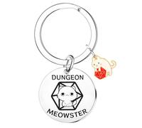 Nfyxcaz Portachiavi Dungeon Meowster Dungeons and Cat RPG regalo per uomini donne divertente regalo per gli appassionati di gioco, Argentato, Etichettalia unica