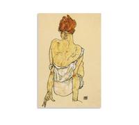 NgAnoh Egon Schiele - Stampa su tela con immagine di donna seduta in biancheria intima, stampa artistica da parete, idea regalo, decorazione per la casa, 40 x 60 cm