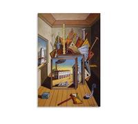 NgAnoh Metafisica Interior -2 di Giorgio De Chirico su tela stampata poster stampa estetica artistica da parete su tela regalo moderna decorazione per camera da letto 50 x 75 cm