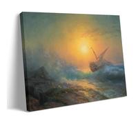NgAnoh Stampa artistica da parete su tela, motivo: mare in tempesta al tramonto di Ivan Aivazovsky, decorazione artistica da parete, decorazione per la casa, 20 x 30 cm