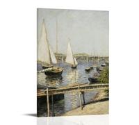 NgAnoh Stampa artistica su tela, motivo: Barche a vela ad Argenteuil di Gustave Caillebotte, decorazione artistica da parete per la casa, decorazione moderna e regalo, 40 x 60 cm