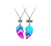 Ngbbby Collane per migliori amici Ciondolo a mezzo cuore Catena per collo dell'amicizia con custodia per gioielli per bambini 2 pezzi, Collane dell'amicizia per bambini