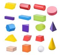 Ngbbby Forme 3D per insegnare, Blocchi di Forme Geometriche in Legno da 18 Pezzi, Blocchi di Motivi Multicolori per l'apprendimento in età prescolare per Materiale Scolastico Domestico, Geometrici