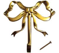 Ngbbby Ganci da parete dorati, ganci ad arco 3, 7x3, 5 da appendere alla parete, ottone antiruggine, decorazione decorativa per la stanza con fiocco per cappotto, cappello, asciugamano L, oro per