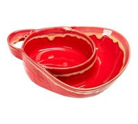 Ngbbby Piatto per zuppa e Sandwich Combinato, Resistente al Calore, a Forma di ventaglio, Ciotola per Cereali Divisa in Ceramica, Manico retrò