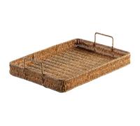 Ngbbby Vassoi rettangolari in vimini con manici, 16, 3x12, 4x3, 5 Vassoio in rattan di plastica fatto a mano, Cestino portaoggetti vimini di capacità per tavolino da caffè, decorazioni per la casa, c