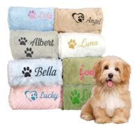 NGBEWU Coperta Personalizzata per Animali, Coperta Ricamata per Cani e Gatti con Nome e Impronta della Zampa, Morbida Felpa di Corallo, Coperta in Felpa Waffle Confortevole per Cuccioli e Gattini