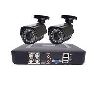 NGBFF Kit Videosorveglianza, Telecamera di Sicurezza CCTV AHD Kit Video Sorveglianza Metallo 2 Telecamera HD 720P/1080P 4CH DVR Sorveglianza Visione Notturna Impermeabile(720P Camera Kit)