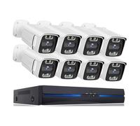 NGBFF Kit Videosorveglianza, Telecamera di videosorveglianza Poe 4K 8MP 5MP Visione Notturna a Colori Sicurezza CCTV Esterna IP NVR H.265 P2P Set Kit di Altoparlanti(None,8 Camera 5MP)
