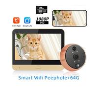 NGBFF Videocitofono, Campanello antifurto Wi-Fi, citofono bidirezionale, videocitofono, rilevamento del movimento PIR, spioncino, monitoraggio remoto, visore digitale for porta(Peephole 64G)