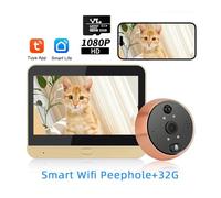 NGBFF Videocitofono, Campanello antifurto Wi-Fi, citofono bidirezionale, videocitofono, rilevamento del movimento PIR, spioncino, monitoraggio remoto, visore digitale for porta(Peephole 32G)