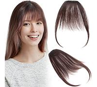 ngClip in Fraia Clip di Scoppi di Estensioni dei Capelli Umani in Francese Bangs per Donne Marrone Scuro Lavabile Tingibile