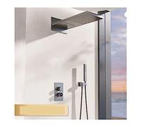 NGDFGR Set Miscelatore termostatico per Doccia in Ottone Nero, con Display Digitale Intelligente, Doppio Comando e Design a Parete.