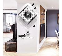 NgFTG Moderna Decorazione Orologio da Parete con Pendolo, Grande Quadrata Semplice Pendolo Orologio,Legna Nero Bianca per Il Salone Café Ristorante-Nero 42x56cm(17x22inch)